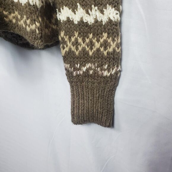 Free People Through the Storm Fair Isle Knit Sweater Sz S Acrylic Blend Taupe - Picture 7 of 15